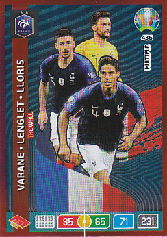 Varane Lenglet Lloris France Panini UEFA EURO 2020 MULTIPLE - The Wall #436